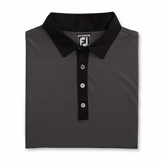 Men's Footjoy Lisle Golf Polo Black/Grey NZ-173506